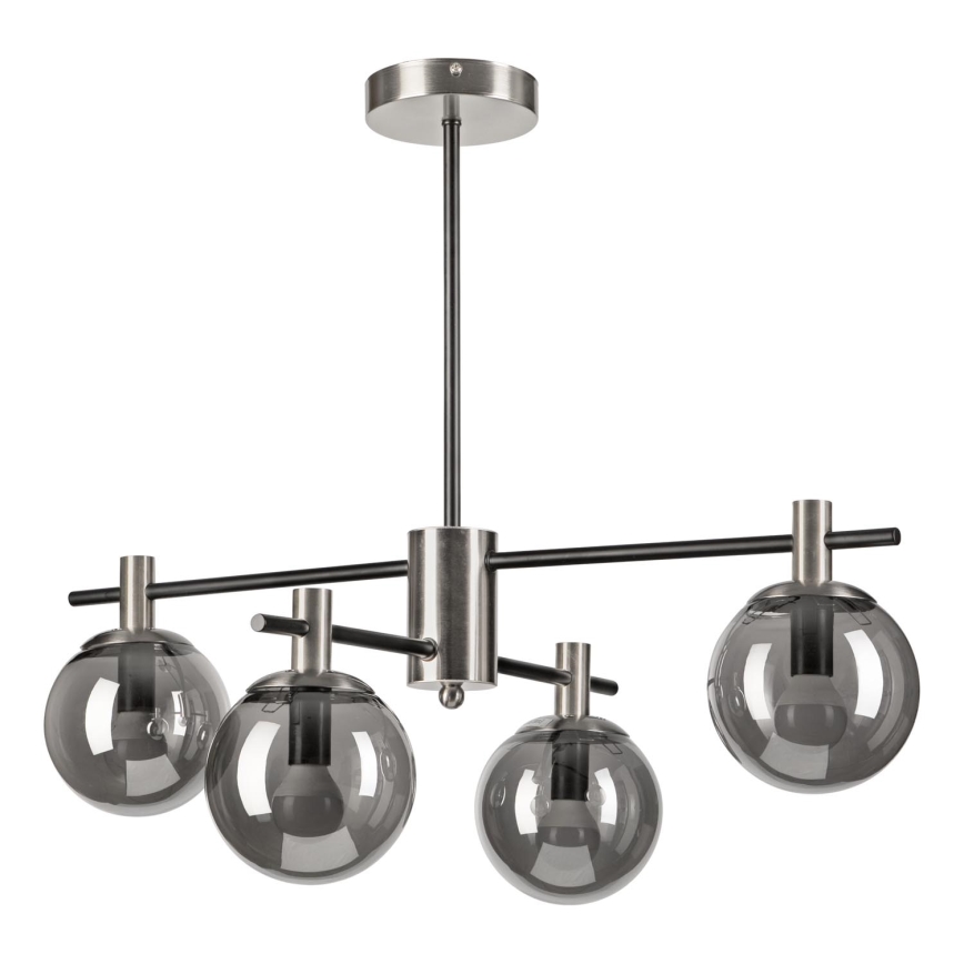 Żyrandol na drążku LILOU 4xE14/5W/230V matowy chrom/dymny