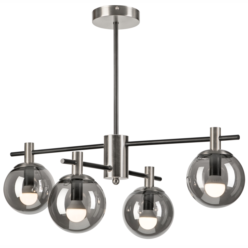 Żyrandol na drążku LILOU 4xE14/5W/230V matowy chrom/dymny