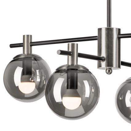 Żyrandol na drążku LILOU 4xE14/5W/230V matowy chrom/dymny