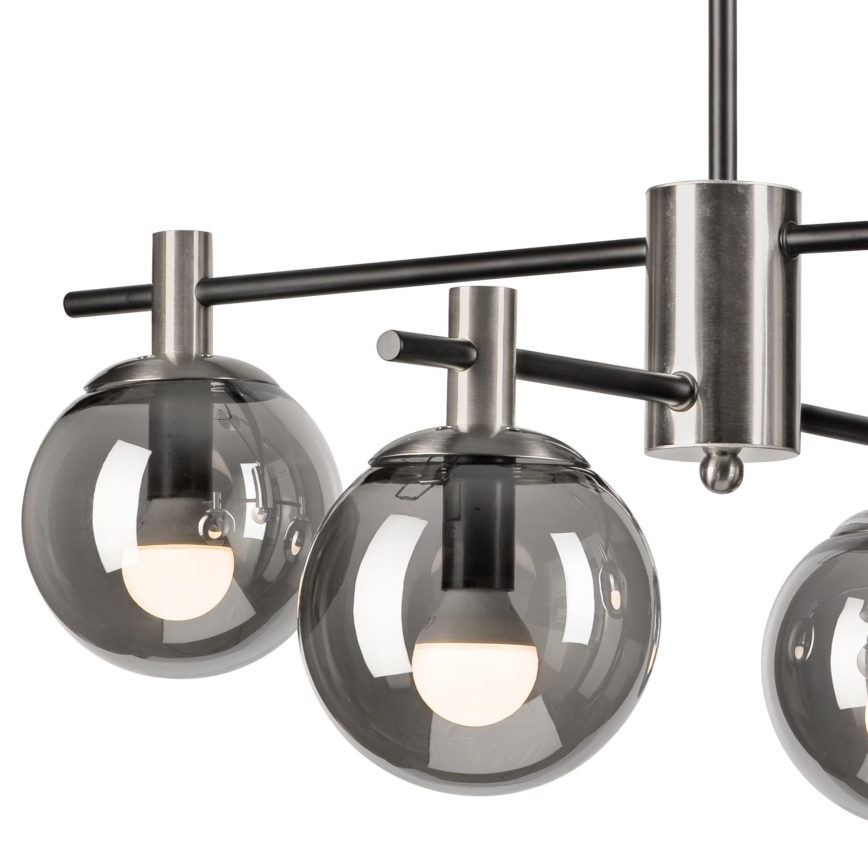 Żyrandol na drążku LILOU 4xE14/5W/230V matowy chrom/dymny