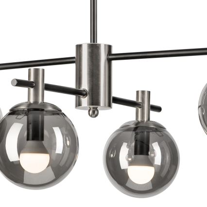 Żyrandol na drążku LILOU 4xE14/5W/230V matowy chrom/dymny