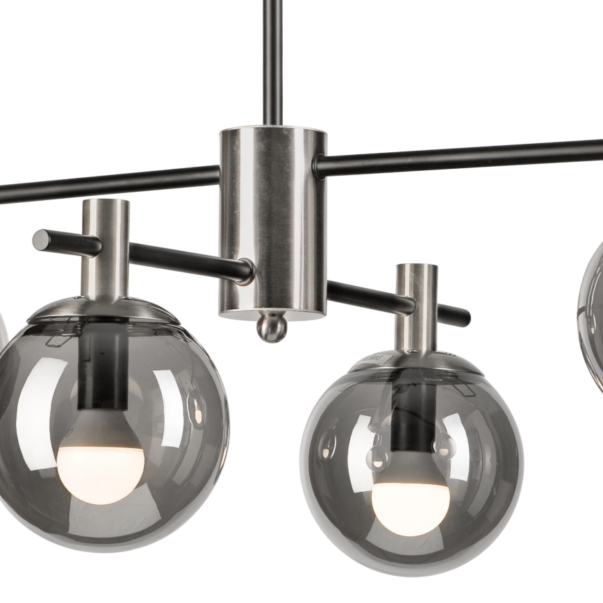 Żyrandol na drążku LILOU 4xE14/5W/230V matowy chrom/dymny