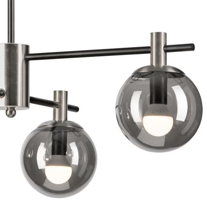 Żyrandol na drążku LILOU 4xE14/5W/230V matowy chrom/dymny