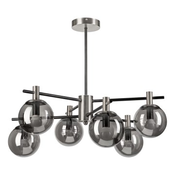 Żyrandol na drążku LILOU 6xE14/5W/230V matowy chrom/dymny