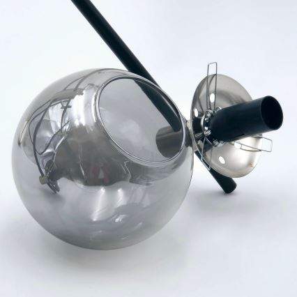 Żyrandol na drążku LILOU 6xE14/5W/230V matowy chrom/dymny