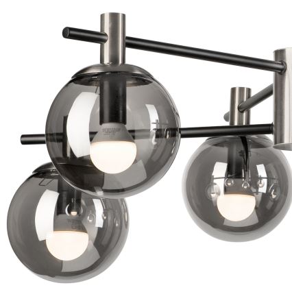 Żyrandol na drążku LILOU 6xE14/5W/230V matowy chrom/dymny
