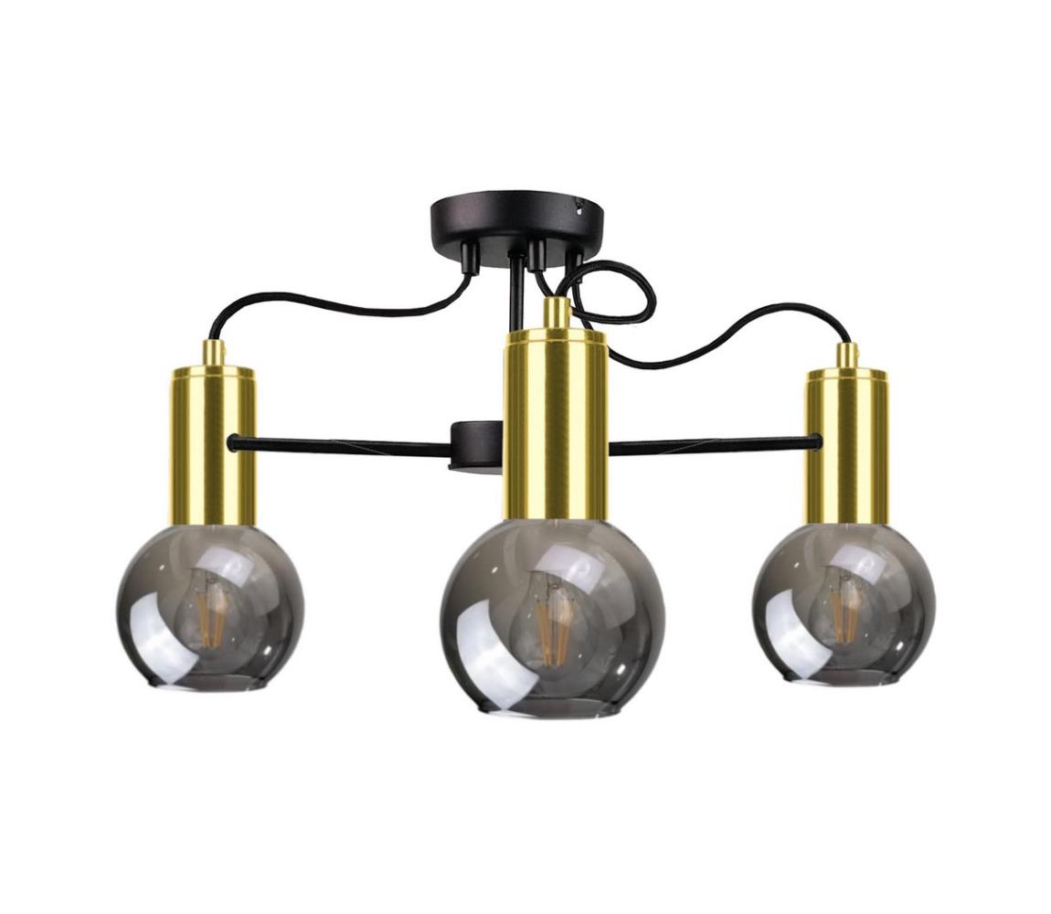 Żyrandol na drążku LIVA 3xE27/60W/230V czarny/złoty