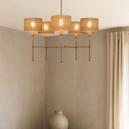 Żyrandol na drążku MADELA 5xE14/40W/230V juta/beżowy