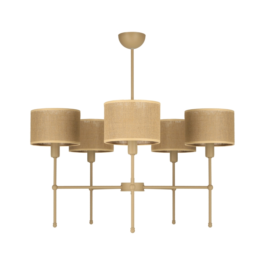 Żyrandol na drążku MADELA 5xE14/40W/230V juta/beżowy