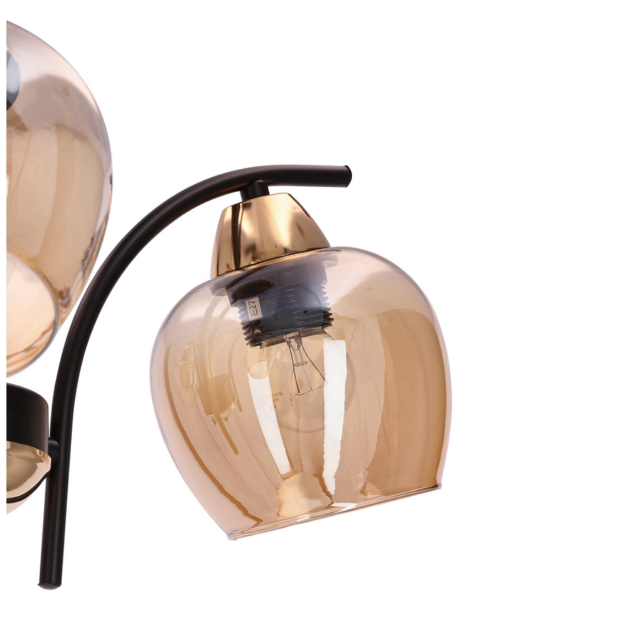 Żyrandol na drążku MERRA 3xE27/40W/230V czarny/beżowy