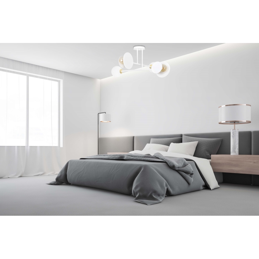 Żyrandol na drążku MINERVA 2xE27/15W + 2xE14/10W/230V biały