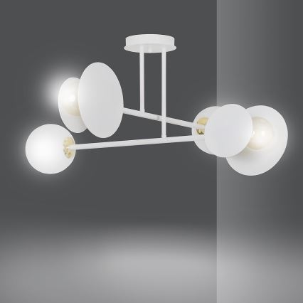 Żyrandol na drążku MINERVA 2xE27/15W + 2xE14/10W/230V biały