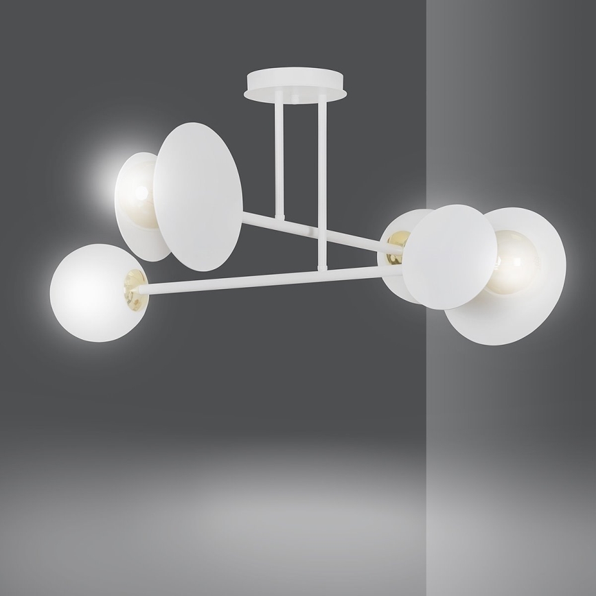 Żyrandol na drążku MINERVA 2xE27/15W + 2xE14/10W/230V biały