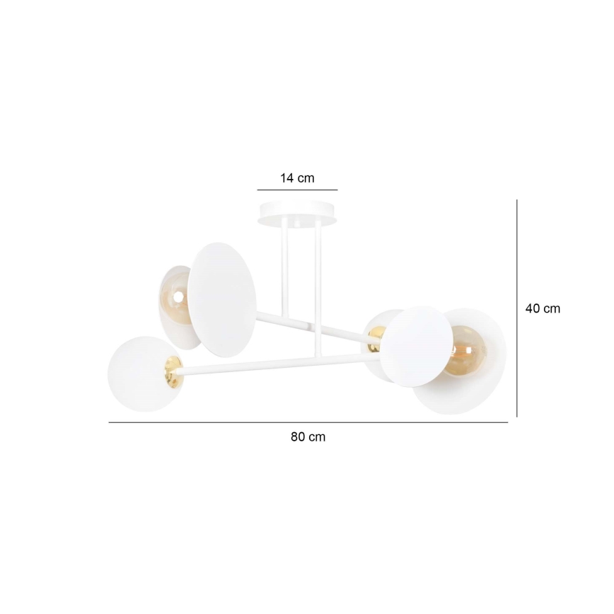 Żyrandol na drążku MINERVA 2xE27/15W + 2xE14/10W/230V biały