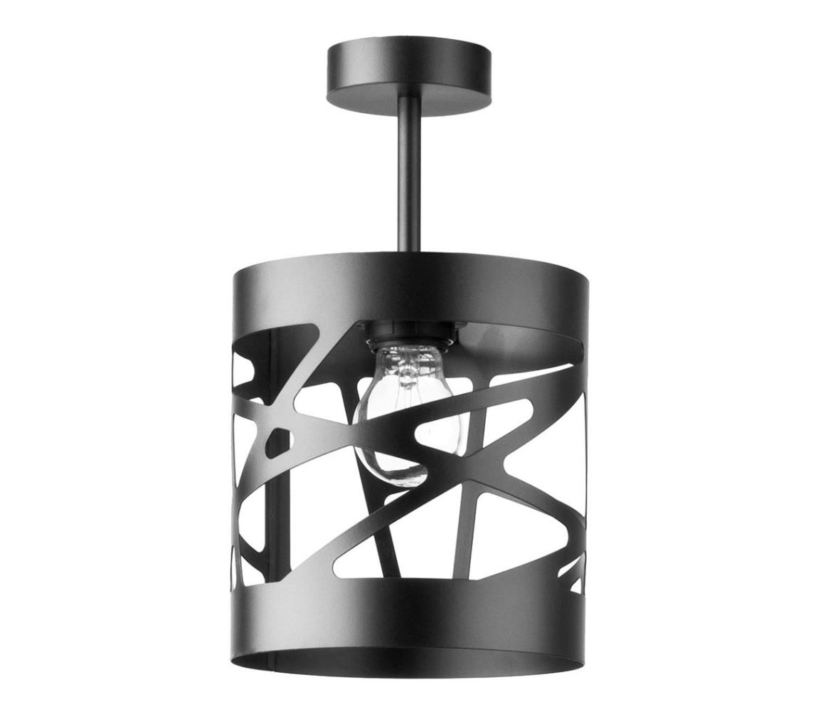 Żyrandol na drążku MODUL FREZ 1xE27/60W/230V śr. 17,5 cm czarny