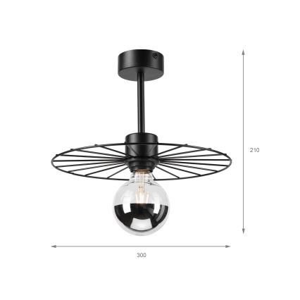 Żyrandol na drążku MONTANA 1xE27/15W/230V śr. 30 cm czarny