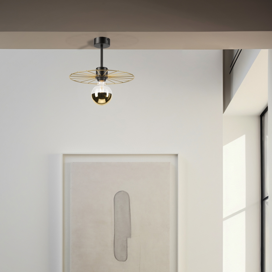 Żyrandol na drążku MONTANA 1xE27/15W/230V śr. 30 cm złoty/czarny