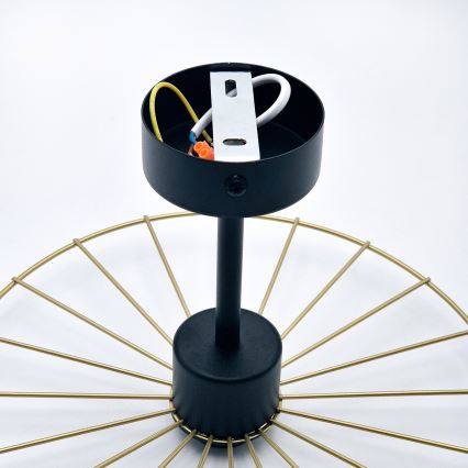 Żyrandol na drążku MONTANA 1xE27/15W/230V śr. 30 cm złoty/czarny