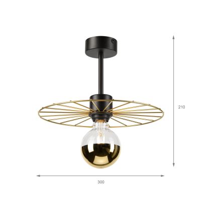 Żyrandol na drążku MONTANA 1xE27/15W/230V śr. 30 cm złoty/czarny