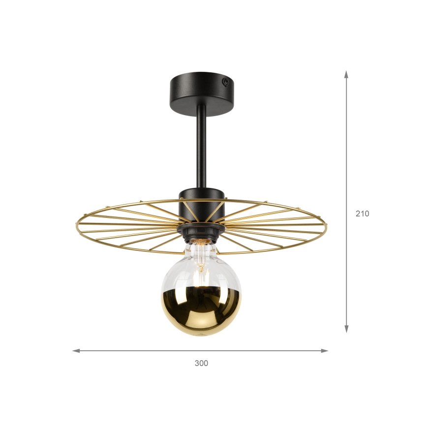Żyrandol na drążku MONTANA 1xE27/15W/230V śr. 30 cm złoty/czarny