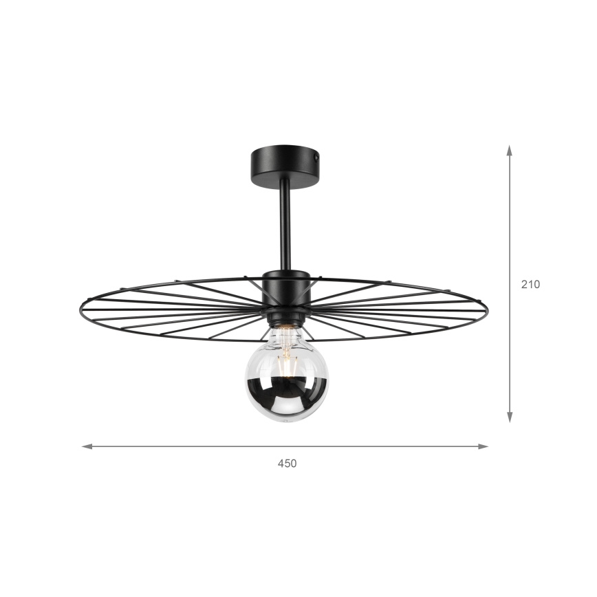 Żyrandol na drążku MONTANA 1xE27/15W/230V śr. 45 cm czarny