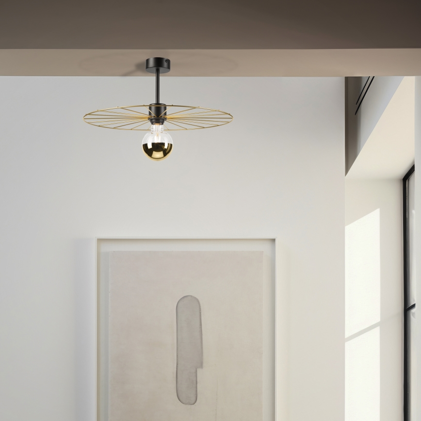Żyrandol na drążku MONTANA 1xE27/15W/230V śr. 45 cm złoty/czarny