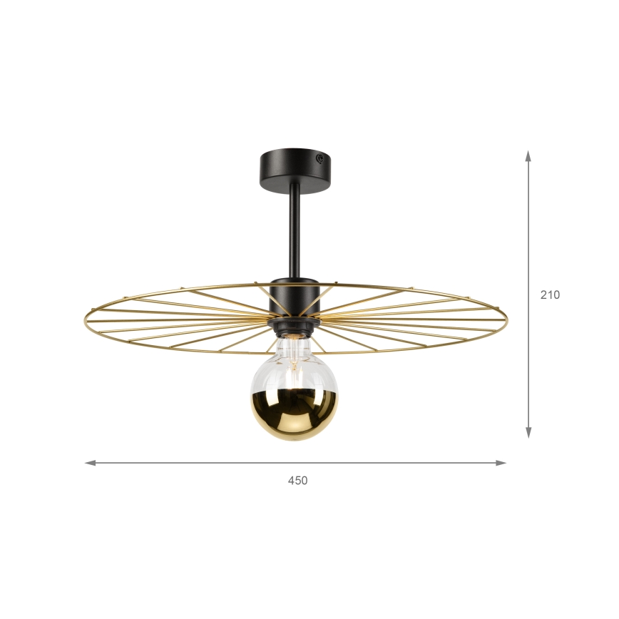 Żyrandol na drążku MONTANA 1xE27/15W/230V śr. 45 cm złoty/czarny