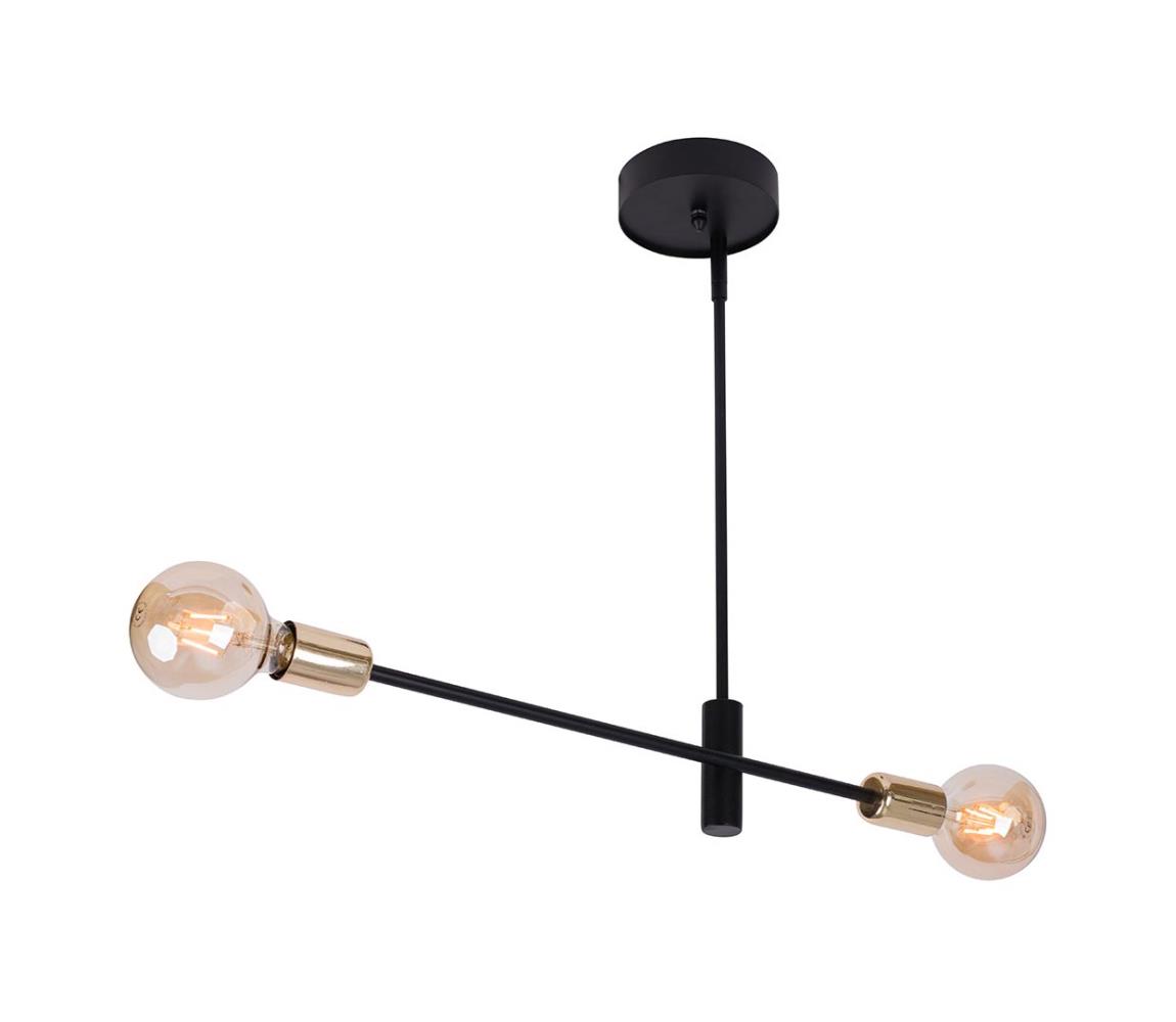 Żyrandol na drążku ONYX 2xE27/60W/230V czarny/złoty