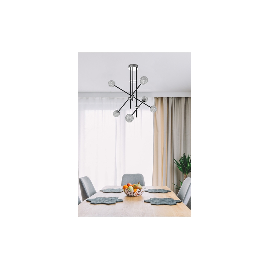 Żyrandol na drążku PAKSOS 6xG9/5W/230V czarny