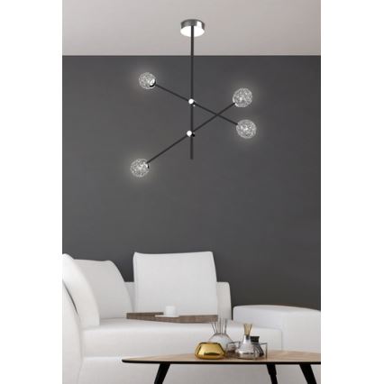 Żyrandol na drążku PAKSOS 6xG9/5W/230V czarny