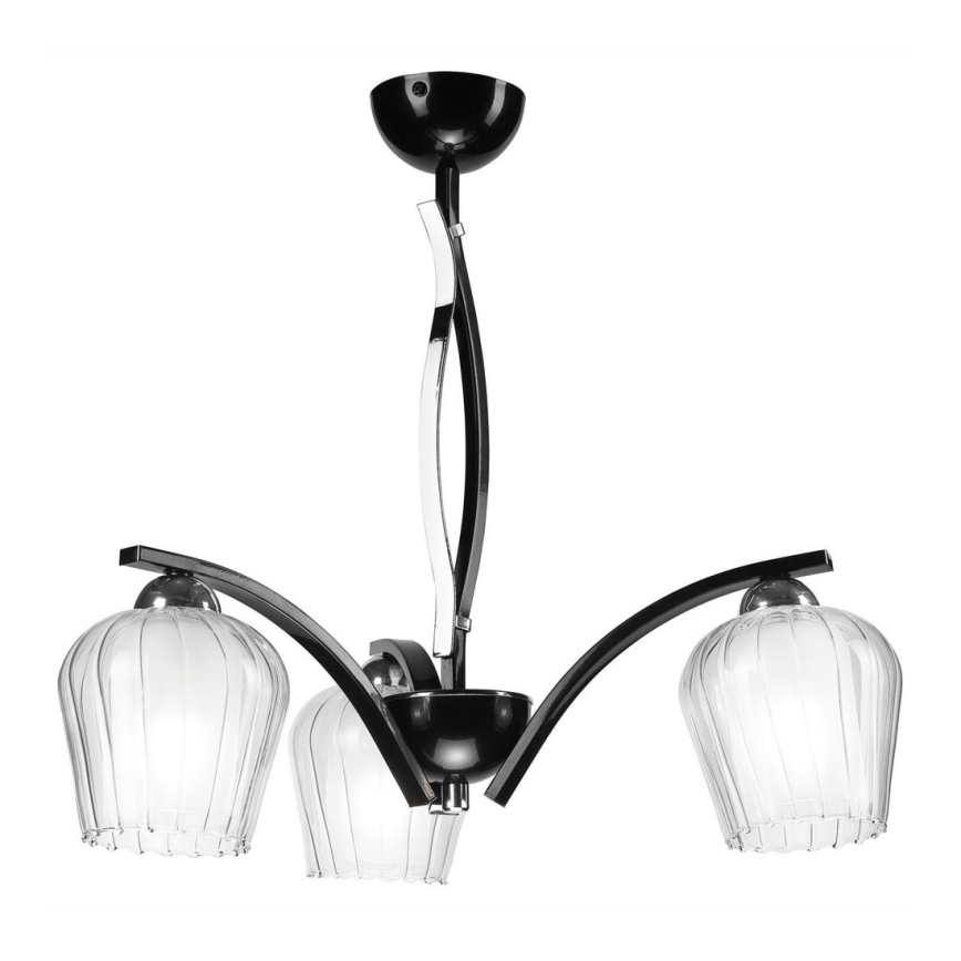 Żyrandol na drążku PAULA 3xE27/60W/230V czarne