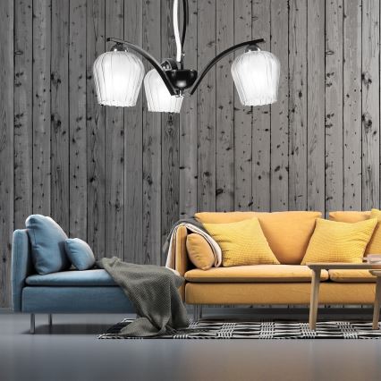 Żyrandol na drążku PAULA 3xE27/60W/230V czarne