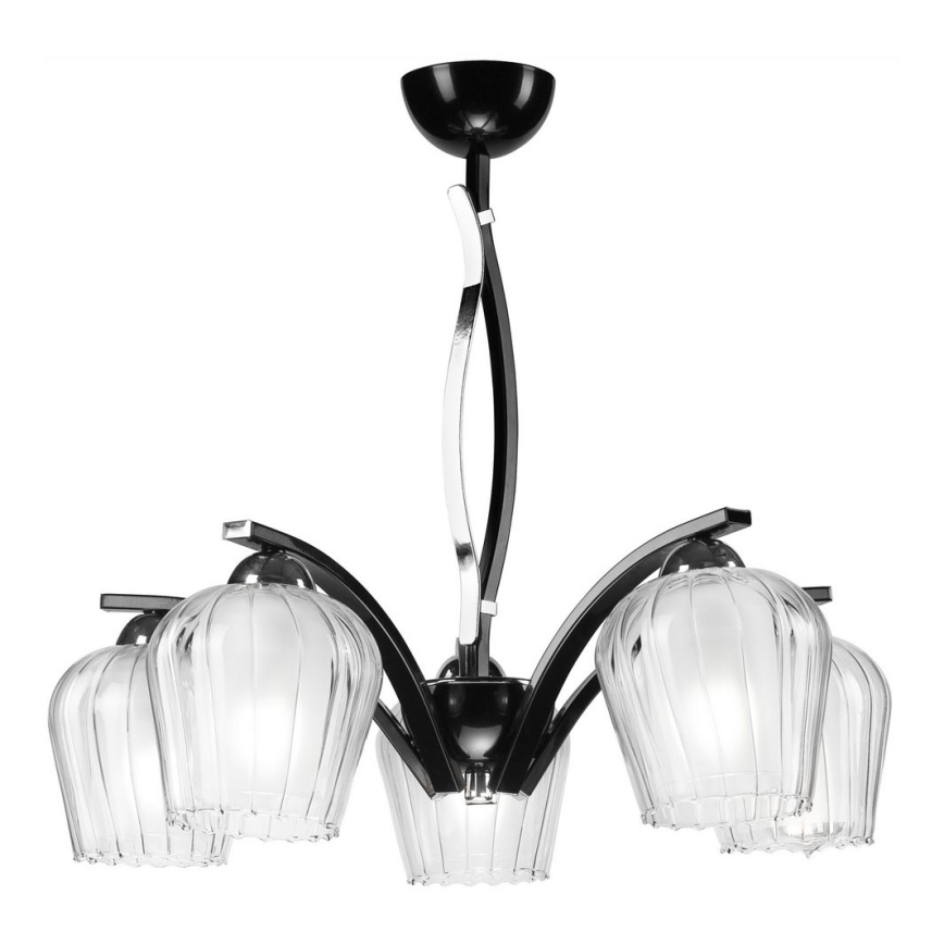 Żyrandol na drążku PAULA 5xE27/60W/230V czarne