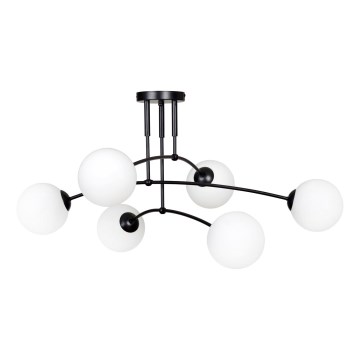 Żyrandol na drążku PREGOS 6xE14/10W/230V czarny/biały