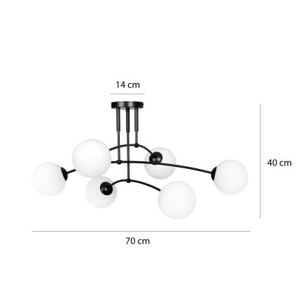 Żyrandol na drążku PREGOS 6xE14/10W/230V czarny/biały