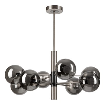Żyrandol na drążku ROLLO 8xE14/5W/230V matowy chrom/dymny
