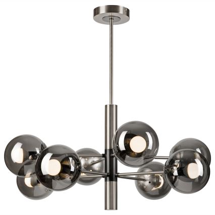 Żyrandol na drążku ROLLO 8xE14/5W/230V matowy chrom/dymny