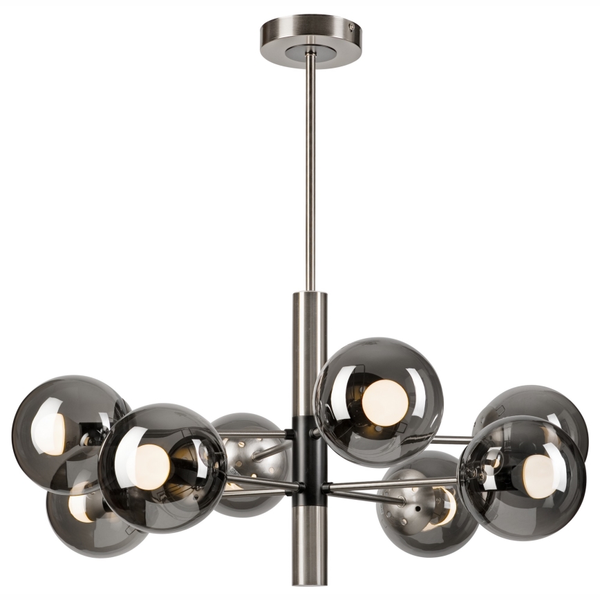 Żyrandol na drążku ROLLO 8xE14/5W/230V matowy chrom/dymny
