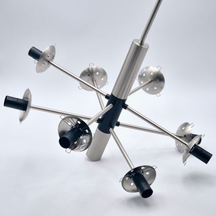 Żyrandol na drążku ROLLO 8xE14/5W/230V matowy chrom/dymny