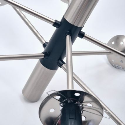 Żyrandol na drążku ROLLO 8xE14/5W/230V matowy chrom/dymny