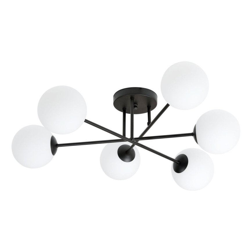 Żyrandol na drążku ROMA 6xE14/10W/230V czarny/biały