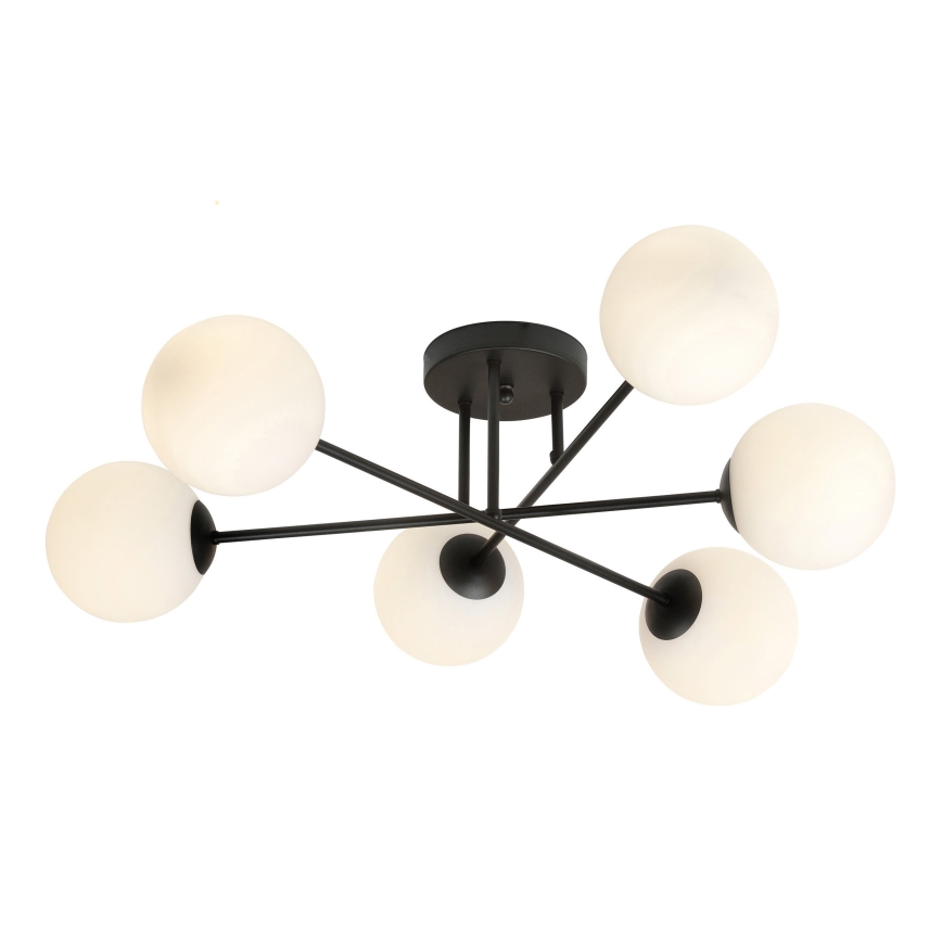 Żyrandol na drążku ROMA 6xE14/10W/230V czarny/biały