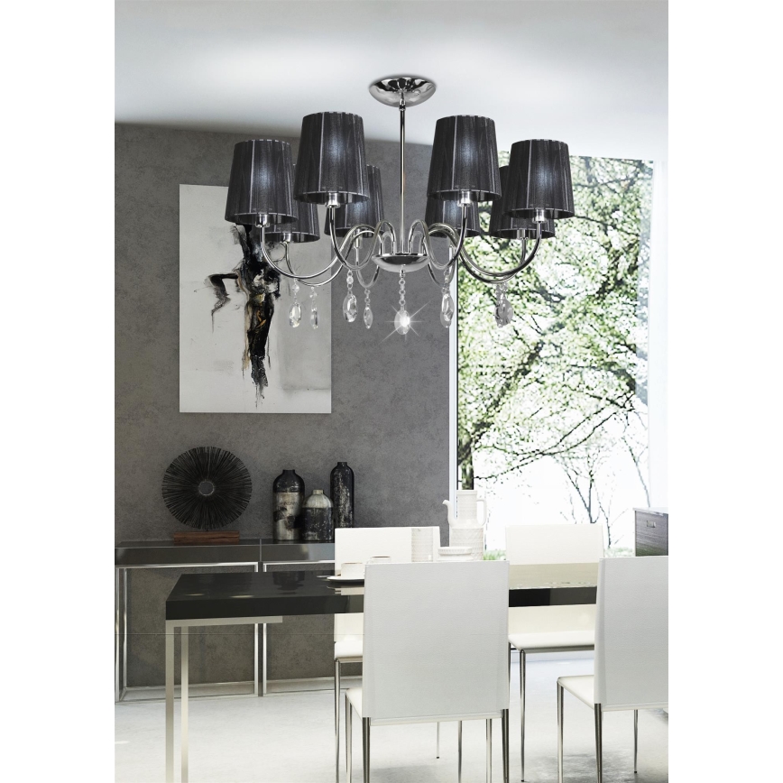 Żyrandol na drążku SORENTO 8xE14/40W/230V czarny