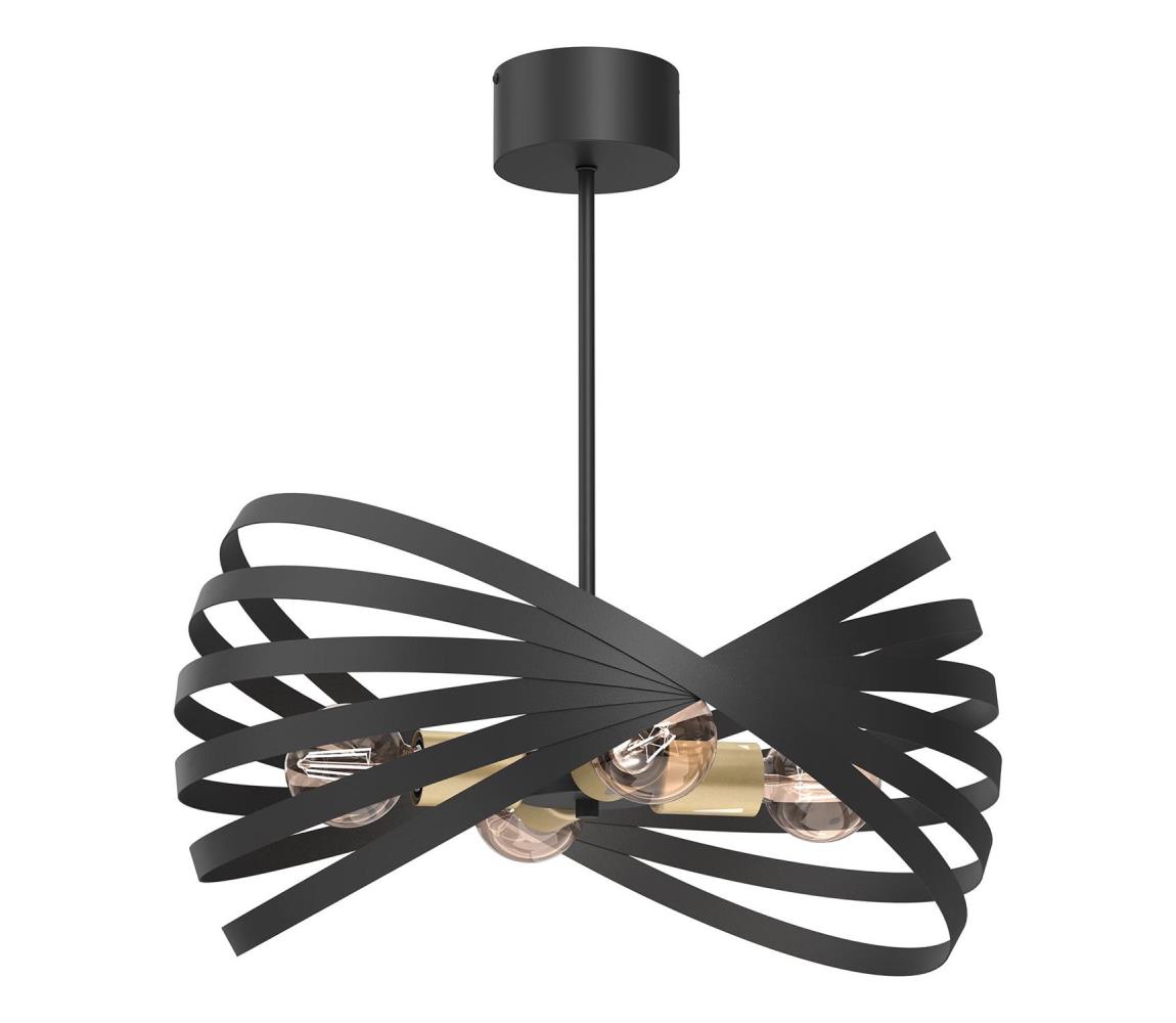 Żyrandol na drążku SPARKLE 4xE27/15W/230V czarny/złoty