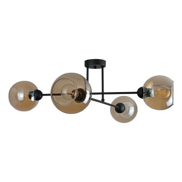Żyrandol na drążku VASCO 4xE27/60W/230V czarny/dymny beżowy