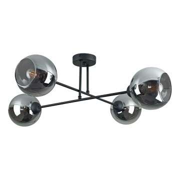 Żyrandol na drążku VASCO 4xE27/60W/230V czarny/dymny czarny