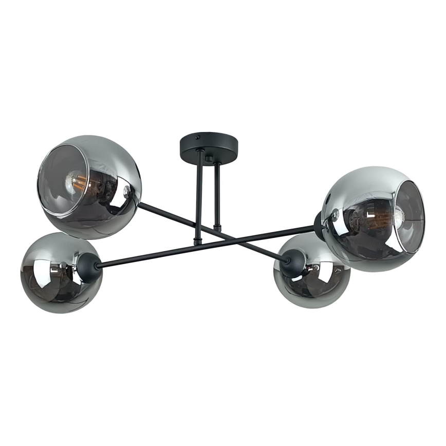 Żyrandol na drążku VASCO 4xE27/60W/230V czarny/dymny czarny