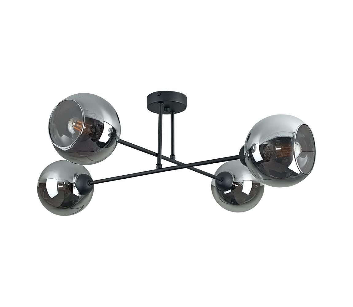 Żyrandol na drążku VASCO 4xE27/60W/230V czarny/dymny czarny