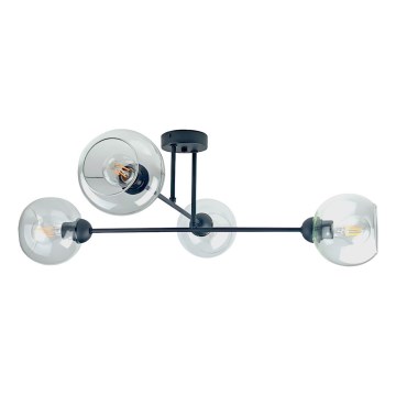 Żyrandol na drążku VASCO 4xE27/60W/230V czarny/przezroczysty