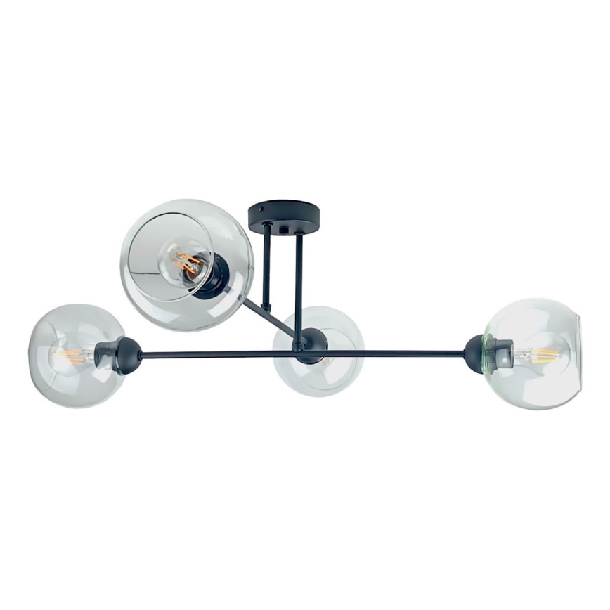 Żyrandol na drążku VASCO 4xE27/60W/230V czarny/przezroczysty